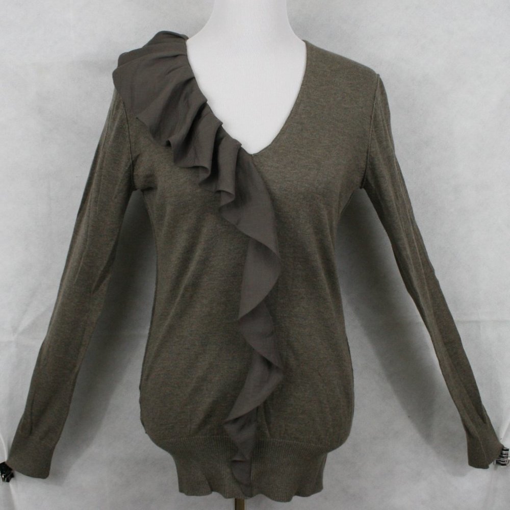Ann Taylor LOFT Heather Brown Cotton Blouse SZ M